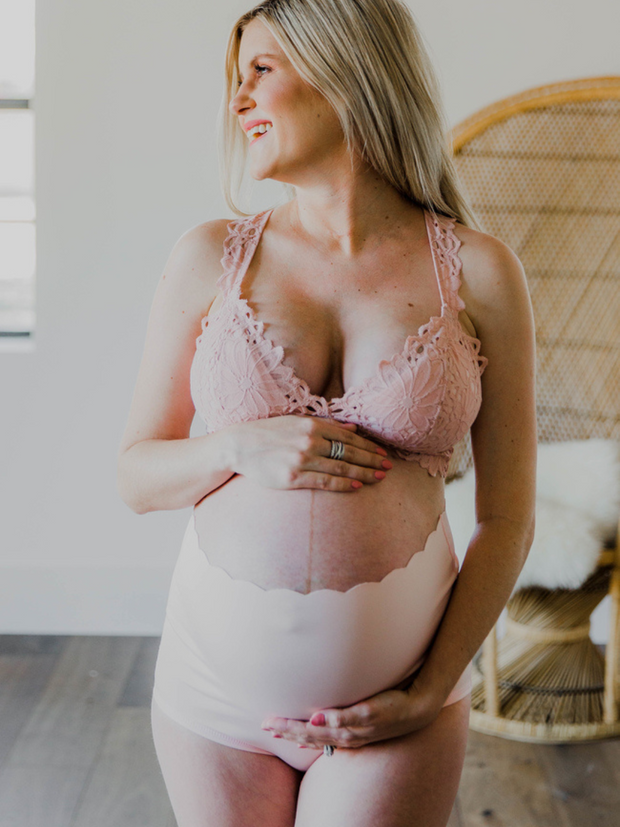 Maternity & Postpartum Support Bloomers - Scallop Edge Blush
