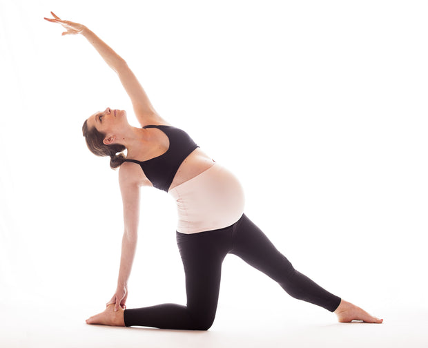 blush maternity belly support band yoga pose