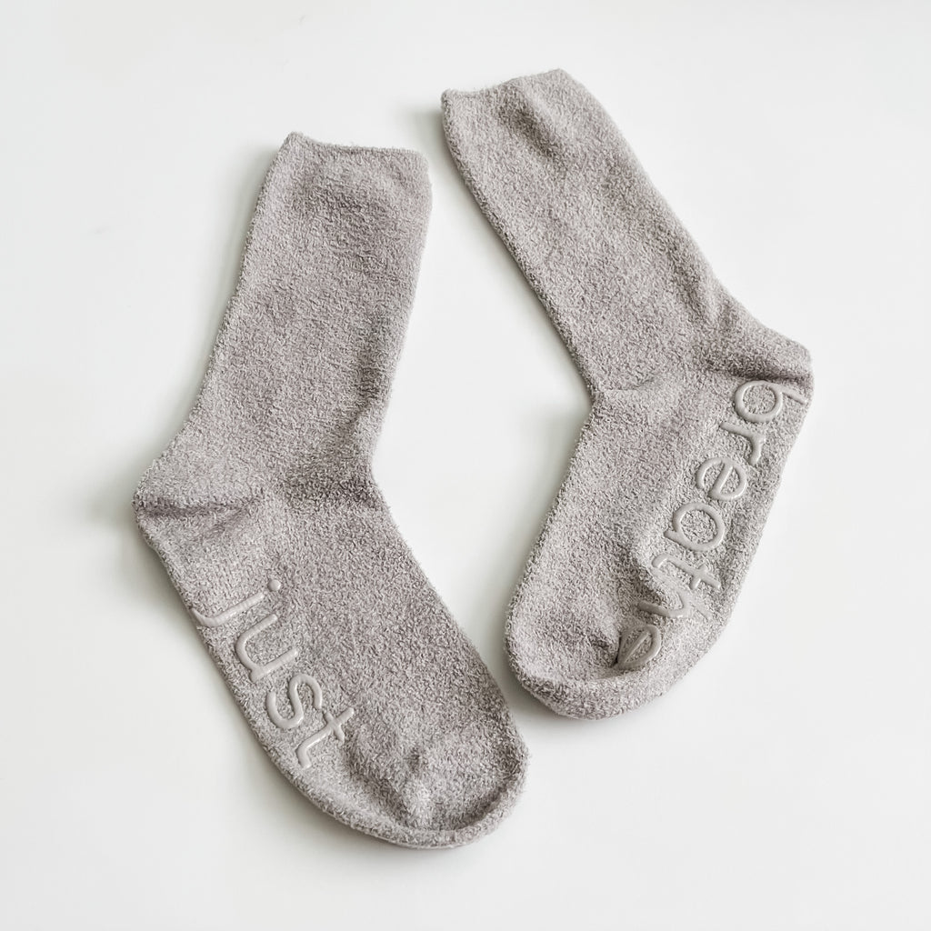 Non-Slip Fuzzy Socks - Dove Gray – Bao Bei Body