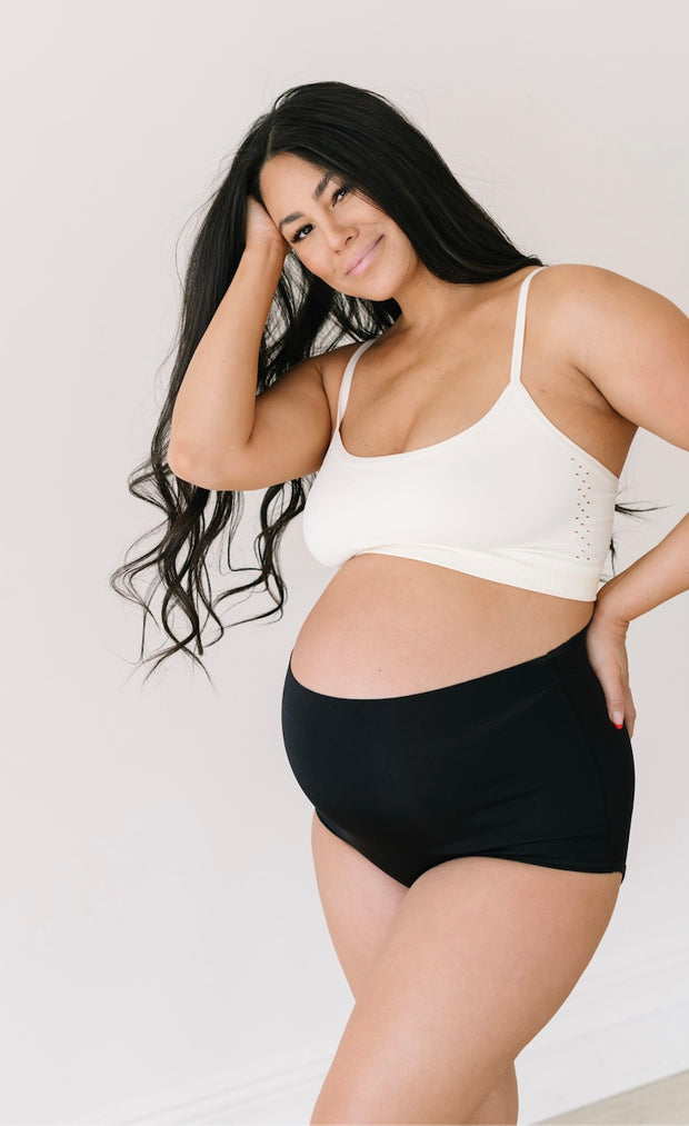 Maternity & Postpartum Support Bloomers - Straight Cut Black